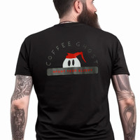 Coffee Ghost T-Shirt back design wearing