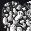 Ghost Heart Ornate Design T-Shirt Closeup
