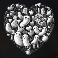 Ghost Heart Ornate Design T-Shirt