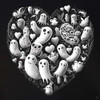 Ghost Heart Ornate Design T-Shirt